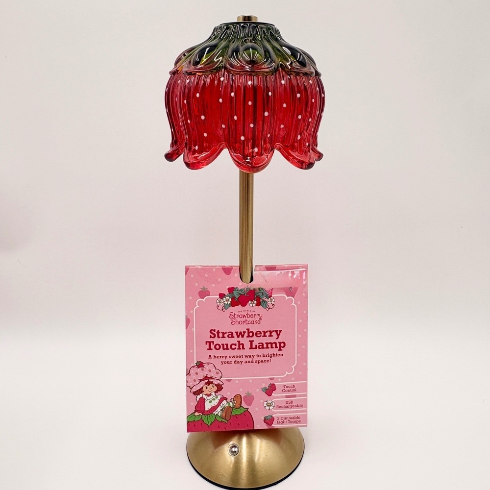 Strawberry‎ Shortcake Touch Lamp Red Glass Berry USB Rechargeable Gold
